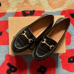 Madewell The Bradley Hardware Lugsole Loafer in Croc Embossed Leather